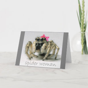 Spider Woman with pink bow Card