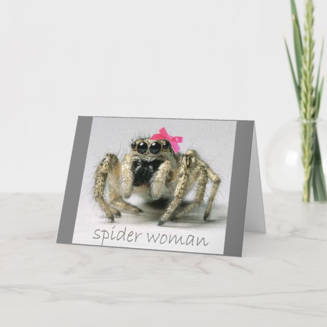 Spider Woman with pink bow Card (Front)