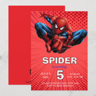 Spiderman Theme Birthday Superhero Spider Party Invitation