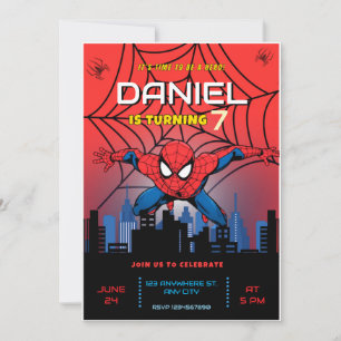 Spiderman Theme Birthday Superhero Spider Party  Invitation