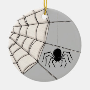 Spiders and Web Halloween Ceramic Ornament