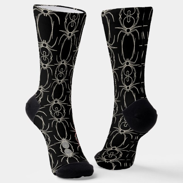 Spiders - Bat Black and Bone White Socks (Angled)