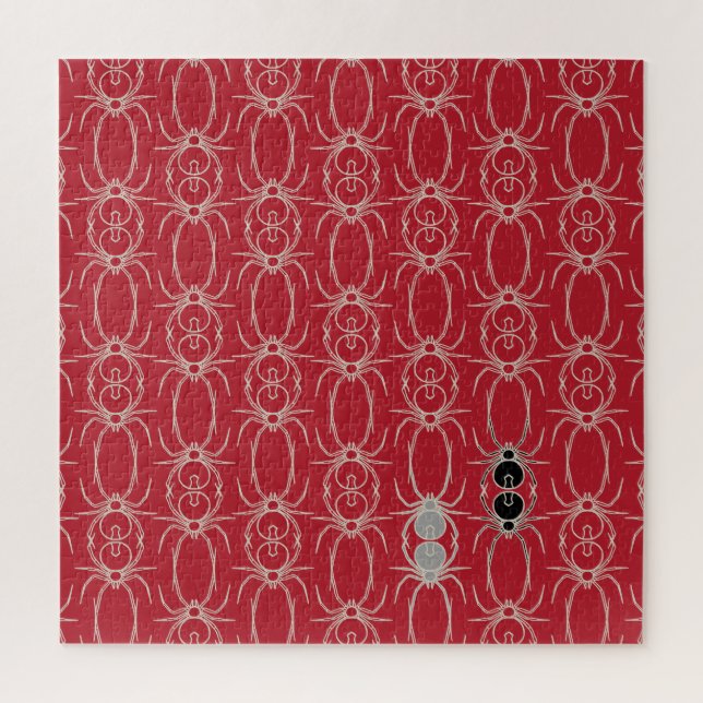 Spiders - Blood Red and Bone White Jigsaw Puzzle (Vertical)