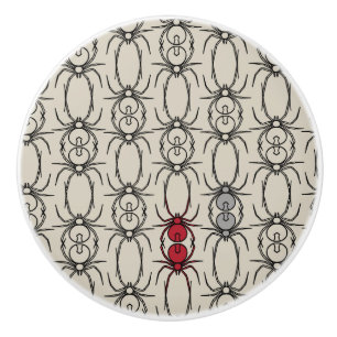 Spiders - Bone White and Bat Black Ceramic Knob