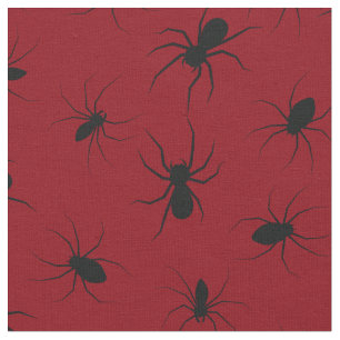 Spiders Gothic Halloween Black Deep Red Fabric