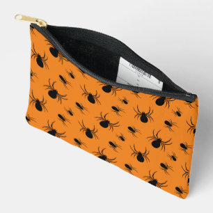 Spiders Halloween pattern Black and Orange Accessory Pouch