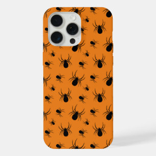 Spiders Halloween pattern Black and Orange iPhone 15 Pro Max Case