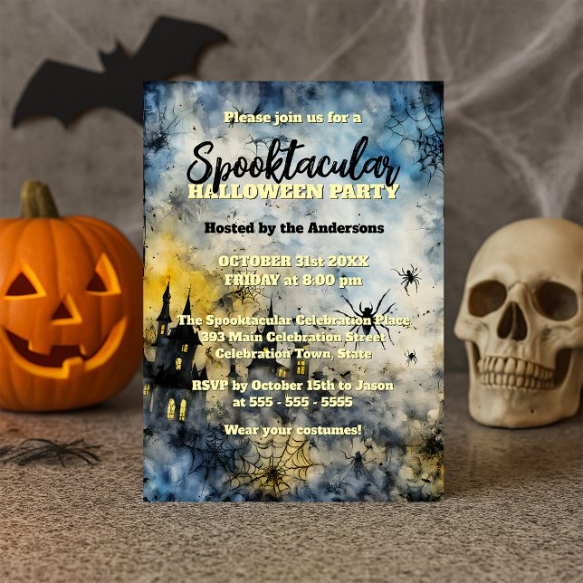 Spiders Haunted House Spooktacular Halloween Party Invitation (Creator Uploaded)