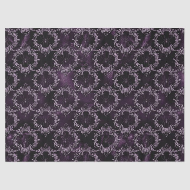Spiders in Ornate Frames on Purple Decoupage Tissue Paper (Front)