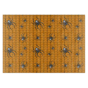Spiders on Parade Glass Cutting Board