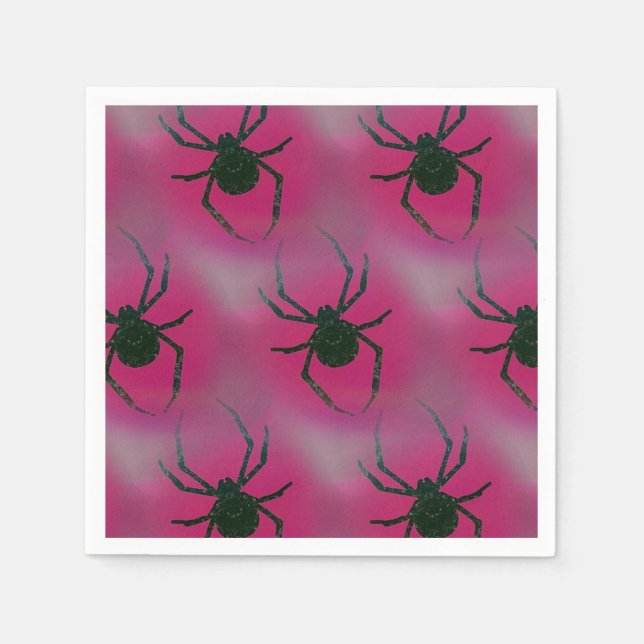 Spiders On Pink Napkin (Front)