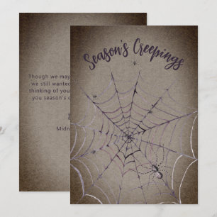 Spiders on Spider Web Christmas Holiday Card
