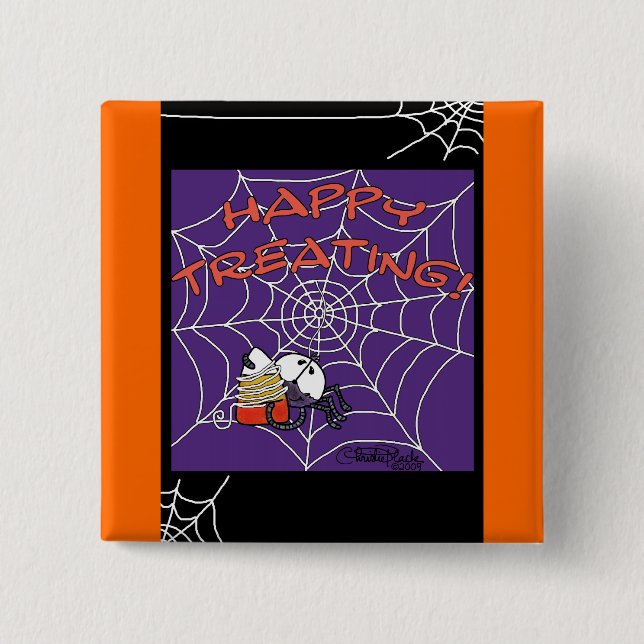 Spiders Sweet Catch 2 Inch Square Button (Front)