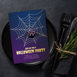 Spider's Web Halloween Foil Holiday Card