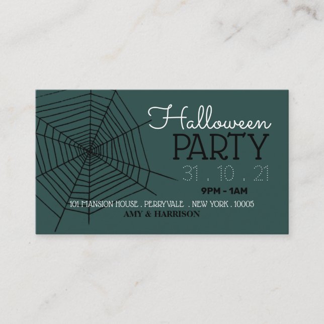 Spider's Web, Halloween Party Ticket Invitation (Front)
