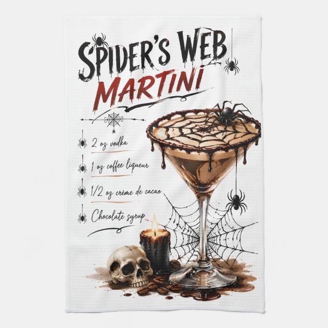 Spider's web Martini recipe Kitchen Towel (Vertical)