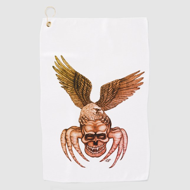 Spiderskull with Eagle Golf Towel (Front)