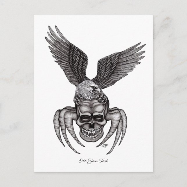Spiderskull with Eagle in Tattoo-style Postcard (Front)