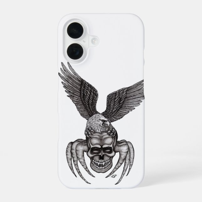 Spiderskull with Eagle iPhone 16 Case (Back)