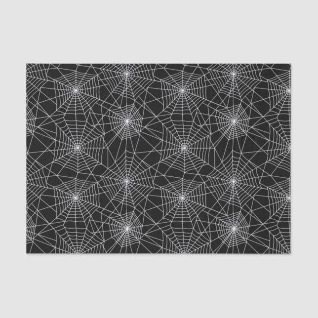 Spiderweb Black and White Halloween Tissue Paper (Front)