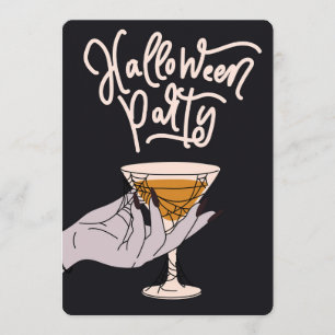 Spiderweb Cocktail Halloween Party Holiday Card