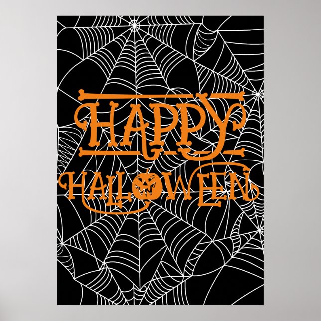 Spiderweb Crescent Moon Halloween Costume Party Poster (Front)