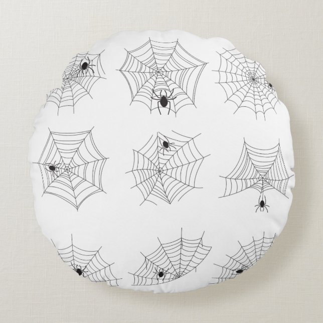 Spiderweb Halloween black and white design  Round Pillow (Front)