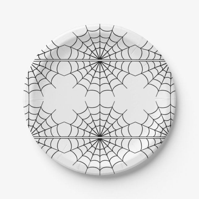 Spiderweb Halloween Paper Plate (Front)