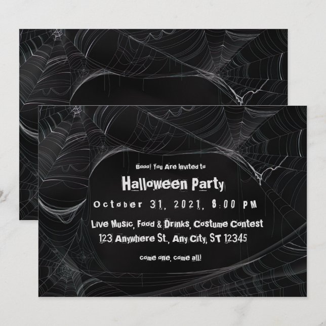 Spiderweb Halloween Party Invitation (Front/Back)