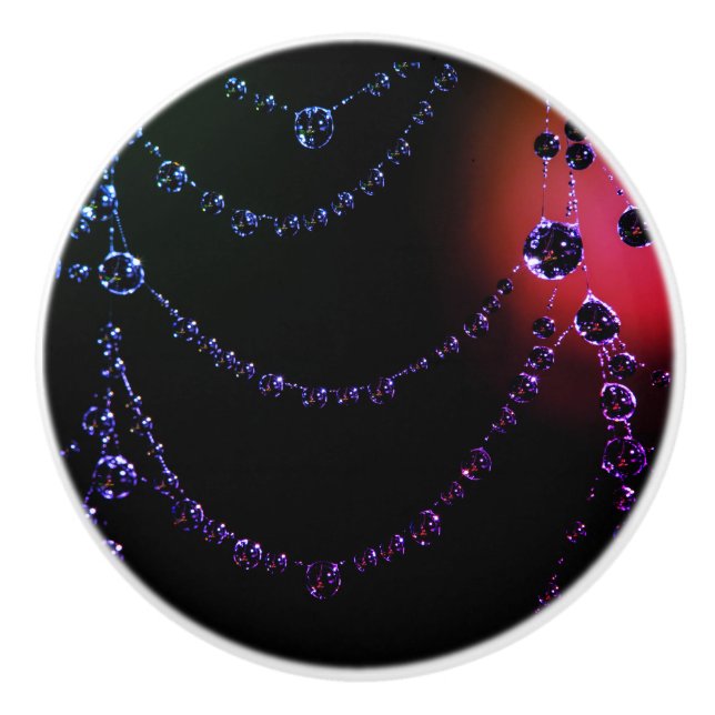 Spiderweb jewel black pink purple ceramic knob (Front)