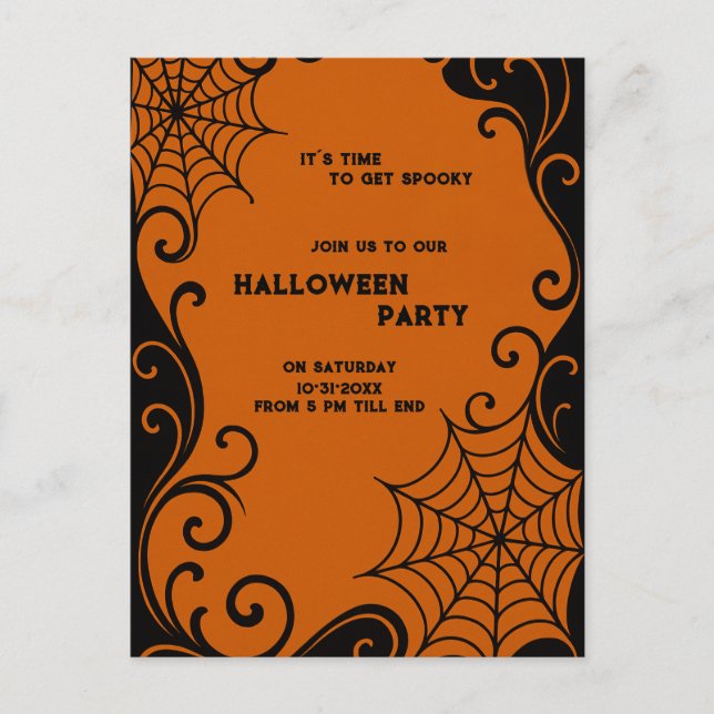 Spiderweb Ornament Orange Black gothic halloween Postcard (Front)