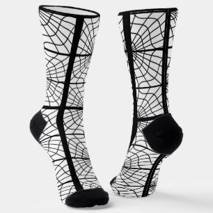 Spiderweb Print Socks in Black and White Unisex