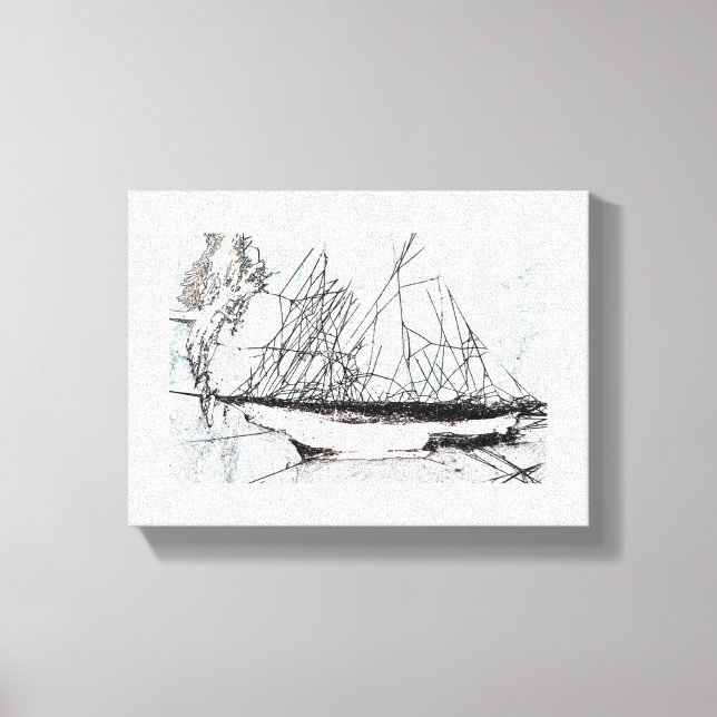 Spiderweb Sailing Ship Natures Unique Digital Art Canvas Print (Front)