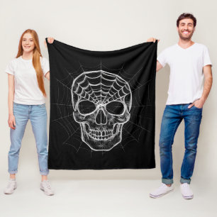 Spiderweb Skull Fleece Blanket