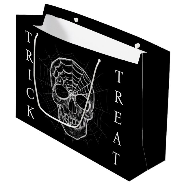 Spiderweb Skull Large Gift Bag (Front Angled)