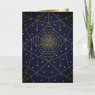 Spiderweb spiders and stars black an gold card