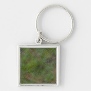 Spiderweb With Droplets Keychain