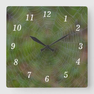 Spiderweb With Droplets Wall Clock