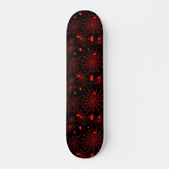 Spiderweb with spiders black background skateboard (Front)