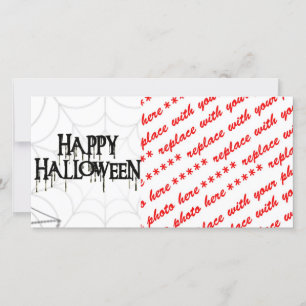 Spiderwebs And Happy Halloween Creepy Text Holiday Card