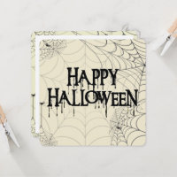 Spiderwebs And Happy Halloween Creepy Text