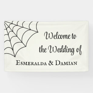 Spiderwebs Black and White Gothic Wedding  Banner