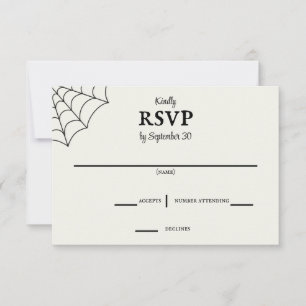 Spiderwebs Black and White Gothic Wedding RSVP