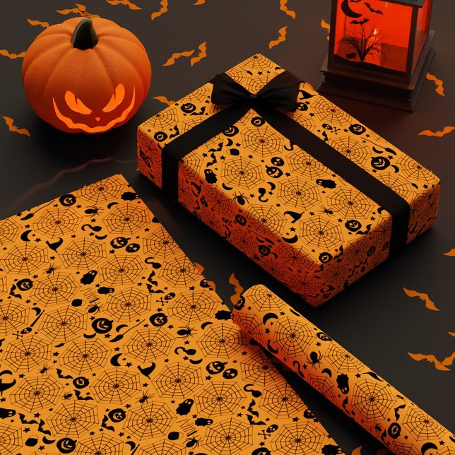 Spiderwebs Halloween Custom Colour Wrapping Paper (Spiderwebs Halloween Custom Color Wrapping Paper)