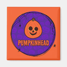 Spiderwebs & Pumpkinheads Square Magnet