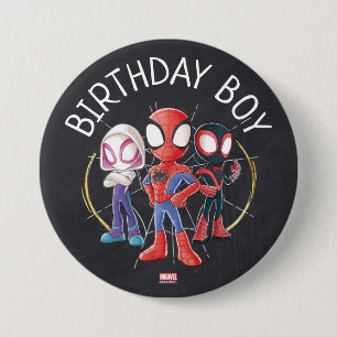 Spidey and His Amazing Friends Chalkboard Birthday 3 Inch Round Button