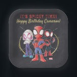 Spidey and His Amazing Friends Chalkboard Birthday Paper Plate<br><div class="desc">Celebrate your child's Birthday with these awesome Spidey and His Amazing Friends Birthday plates. Personalize by adding your child's name or custom text!</div>