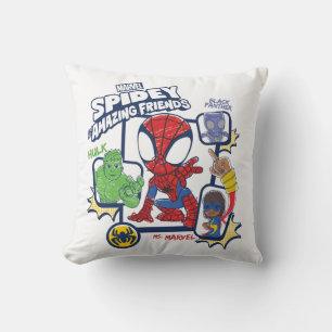 Spidey and his Amazing Friends Crayon Graphic Throw Pillow