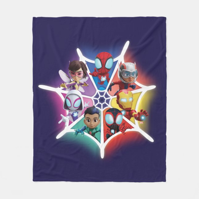Spidey and his Amazing Friends Glowing Web Graphic Fleece Blanket (Front)