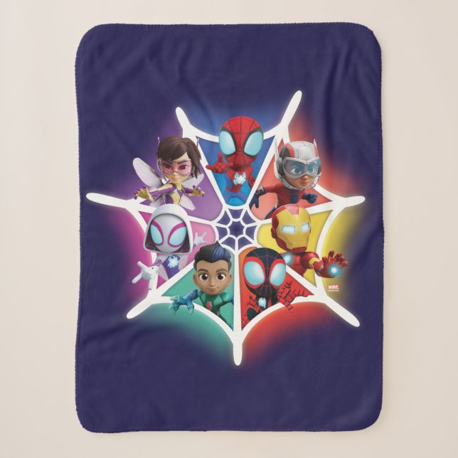 Spidey and his Amazing Friends Glowing Web Graphic Sherpa Blanket (Front)